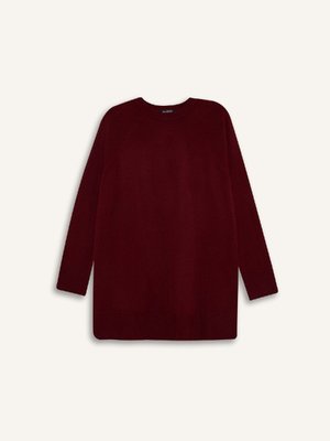 Regular Fit Bisiklet Yaka Basic Düz Triko Bordo Kazak Tunik C4474ax24au