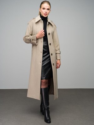 Gömlek Yaka Apolet Detaylı Oversize Uzun Kaban Taş