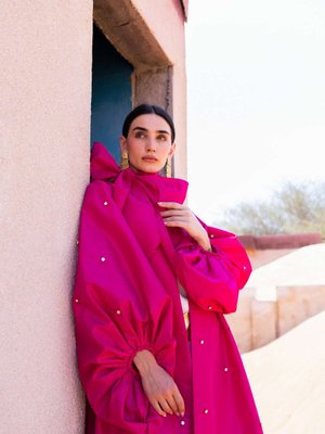 Ruby Taffeta Abaya Fuşya