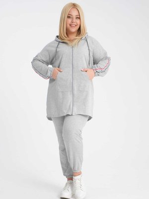 Büyük Beden Tomy Fermuarlı Kapüşonlu Eşofman Takımı Siyah Büyük Beden Tomy Fermuarlı Kapüşonlu Eşofman Takımı Siyah