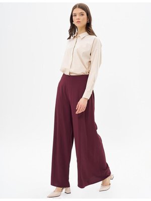 Geniş Paça Pantolon Bordo