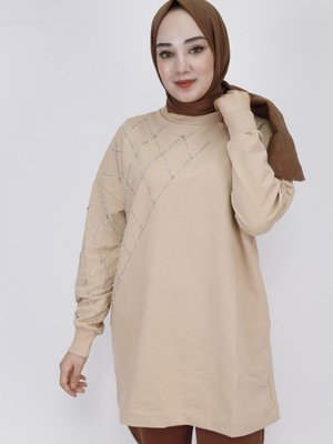 Ekose Taş Baskılı İp Kumaş Sweatshirt Ekose Taş Baskılı İp Kumaş Sweatshirt