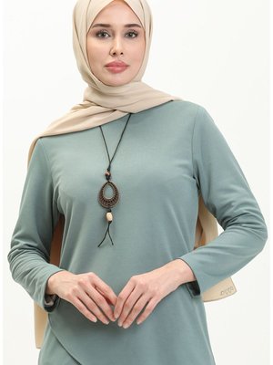 Kolyeli Tunik Pantolon İkili Takım Çağla Yeşili Kolyeli Tunik Pantolon İkili Takım Çağla Yeşili