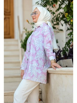 Pembe Dijital Baskılı Gömlek