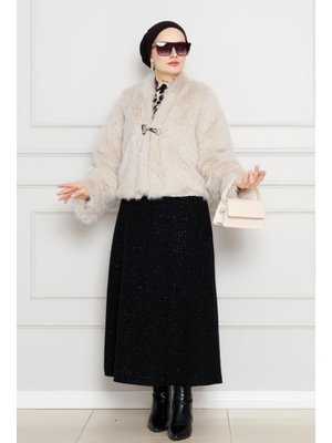 Bej Belboy Astarlı Peluş Kürk Bej Belboy Astarlı Peluş Kürk