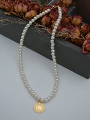 Beyaz İncili Lira Kolye Beyaz İncili Lira Kolye