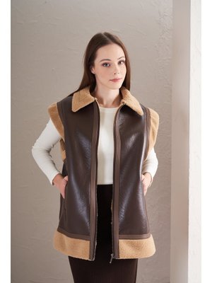 Kürklü Yelek Kahve