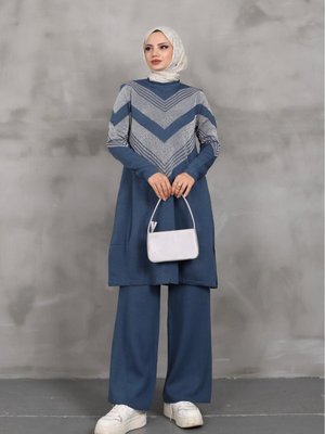 Simli Triko Tunik Pantolon Takım