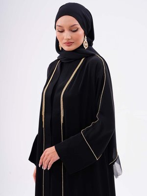 Kumaş Dubai İpeği Lüks Abaya Gold Çift Swaroski Kaliteli Dış Giyim Özel Günler İçin Kumaş Dubai İpeği Lüks Abaya Gold Çift Swaroski Kaliteli Dış Giyim Özel Günler İçin