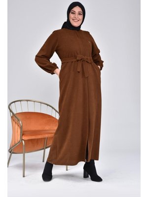 Taba Büyük Beden Oversize Beli Bağlamalı Kaban Pardesü