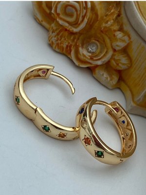 Ziron Taşlı Kuyumcu İşi Küpe Altın Rengi