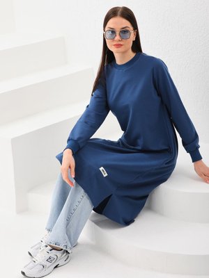 Uzun Sweatshirt Tunik İndigo Uzun Sweatshirt Tunik İndigo
