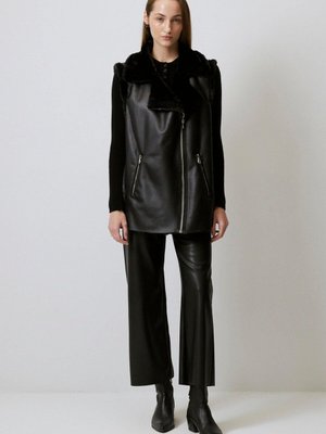 İçi Kürklü Suni Deri Yelek