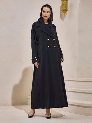 Crepe Trench Abaya Siyah Al Sheıkha