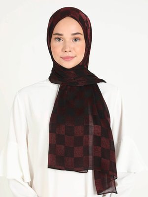 Bordo Dama Karla Şal