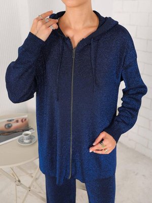 Simli Merserize Triko Pantolonlu Hırka Takım