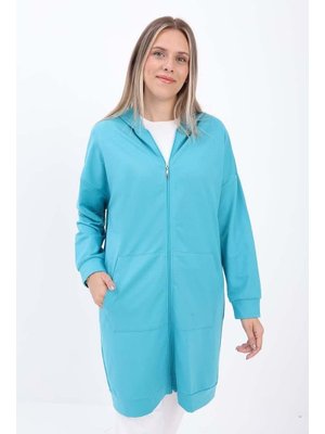 Turkuaz Fermuarlı Sweat Hırka Turkuaz Fermuarlı Sweat Hırka