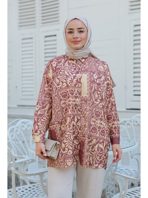 Sarı Etnik Desen Gömlek