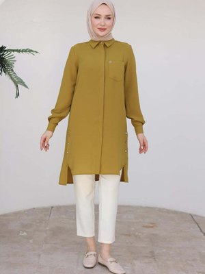 Armine Trend Gömlek Yakalı Gizli Düğmeli Tunik