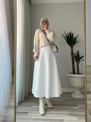 Kloş Puf Scuba Uzun Etek