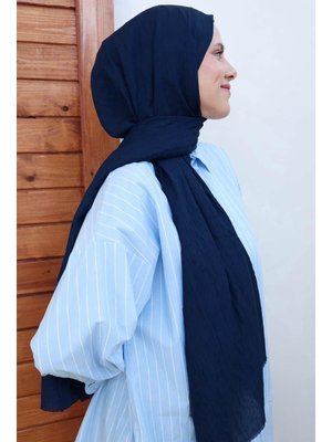 Lacivert Bambu Kraş Şal