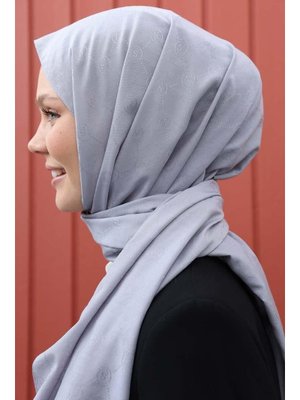 Gri Desenli Pamuk Viskon Şal