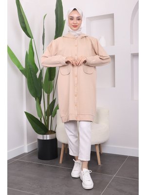 Vizon Çıtçıtlı Kapüşonlu İki İplik Kap Vizon Çıtçıtlı Kapüşonlu İki İplik Kap