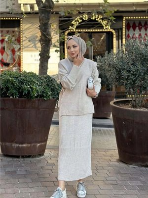 Parçalı Anvelop Triko Elbise