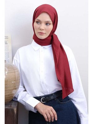 Bordo Desenli Pamuk Viskon Şal