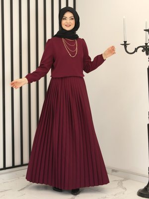 Mürdüm Fashion Showcase Design Hakim Yaka Plise Etekli Abiye Takım