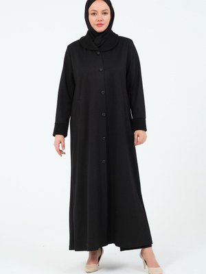 Binnaz Büyük Beden Kadın Tesettür Maya Kumaş Düğmeli Astarsız Anne Manto