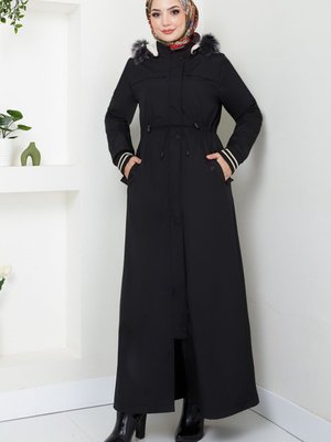 Önden Fermuarlı Kaban M Siyah