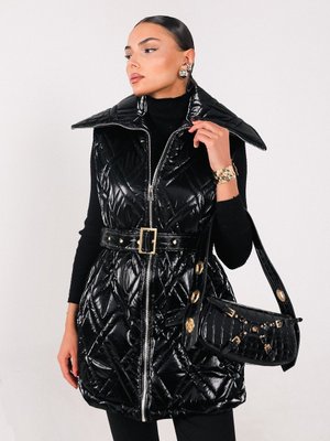 Siyah Şişme Varaklı Yelek