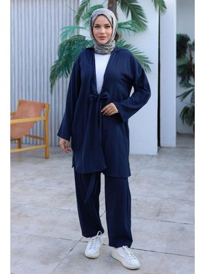 Lacivert Bağlama Detaylı Kimono Takım Lacivert Bağlama Detaylı Kimono Takım