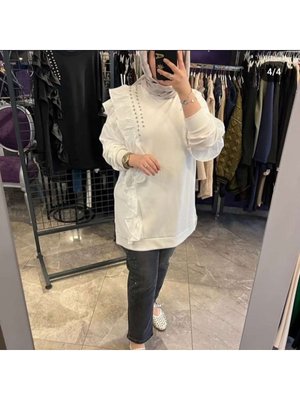 İplik Scuba Kumaş Kalite Uz Güpür İşlemeli Tunik