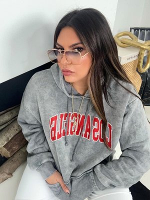 Gri Kapüşonlu Los Angeles Sweatshirt Gri Kapüşonlu Los Angeles Sweatshirt