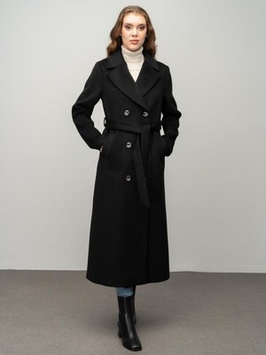 Apolet Detaylı Kruvaze Uzun Boy Kaban Siyah