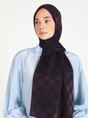 Lacivert Bordo Dama Karla Şal