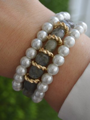 Çok Renkli Labradorit Veinci Bileklik Seti