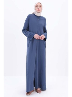 İndigo Pamuklu Fisto Detaylı Ferace İndigo Pamuklu Fisto Detaylı Ferace