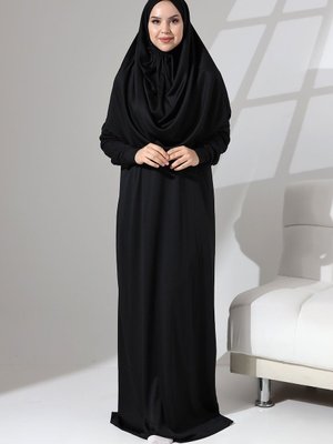 Manşeti Sandy Tek Parça Kullanımı Kolay Kendiliğinden Başörtülü Namaz Elbisesi