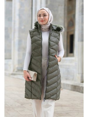 Kapüşonlu Kolsuz Şişme Yelek Haki Yeşil Kapüşonlu Kolsuz Şişme Yelek Haki Yeşil