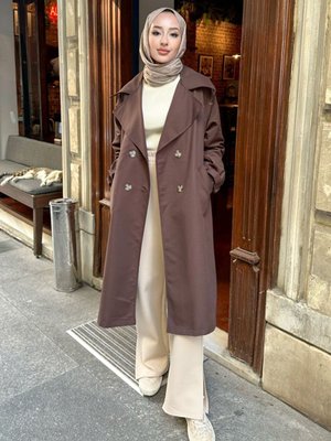 Kol Kemerli Trençkot Kahverengi Kol Kemerli Trençkot Kahverengi