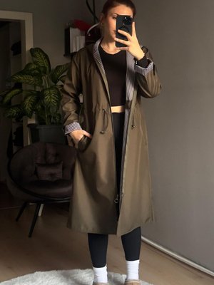 Kol Apoletli Trençkot Haki Kol Apoletli Trençkot Haki