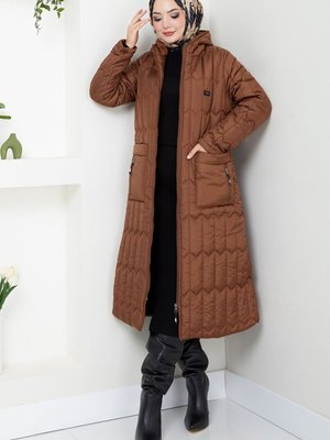 Arma Detaylı Kapitone Mont M Taba