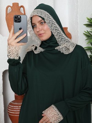 Mevsimlik Başörtülü Elbisesi, Terletmeyen Namaz Kıyafeti, Dökümlü Ferace