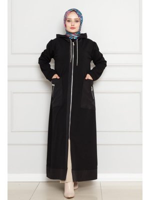 Siyah Torba Cep Kapüşonlu Kap Siyah Torba Cep Kapüşonlu Kap