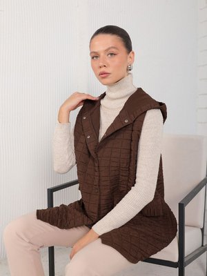 Kahverengi Kapitone Yelek