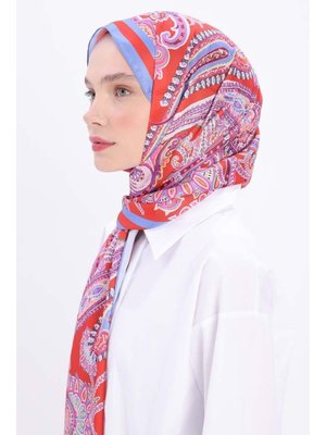 Desenli Twill Şal Turuncu Mor