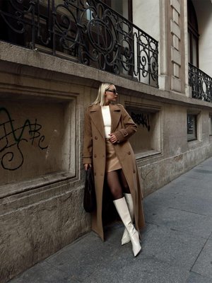 Apolet Detaylı Kruvaze Uzun Boy Kaban K. Kamel